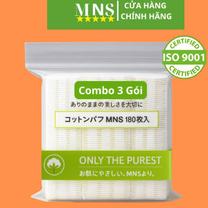Bông tẩy trang MNS combo 3 gói 180 miếng Bông tẩy trang cotton tự nhiên mềm mịn