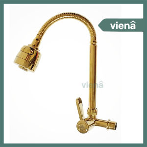 [ VIENA ] Kran Angsa Fleksibel Gold Keran Cuci Piring Keran Sink Kran Dapur Dinding Engkol Anti Karat 27381 Gold