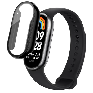 Dây đeo silicon + Ốp PC cho Xiaomi Mi Band 7/8/9 NFC bọc hoàn toàn PC trường hợp kính đồng hồ thông minh Vòng đeo tay thay thế dây đeo cổ tay cho Xiaomi Mi band9 band8 7