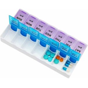 INTOONE  Storage Case Holder Weekly  Organizer Tablet Dispenser 14 Grids 7 Days Pill Box