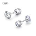 Premium Stainless Steel Plated Double Diamond Stud Earrings - Stylish Minimalistic Design, Excellent Craftsmanship, Multiple Sizes - European and American Style. 