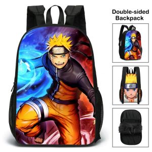 2025New Uzumaki Naruto Anime Backpack Sasuke High Capacity Nylon Double-sided Printing Travel Bag Cartoons 17 Inch Knapsack Gifts09/08