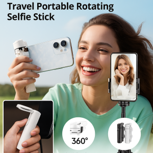 Stang Ponsel Portabel Stand Bluetooth Stand Ponsel 360° Putar Pegangan Selfie Mini Stang Berdiri yang Dapat Disesuaikan Tripod Siaran Langsung Stang Ponsel Bluetooth Berdiri