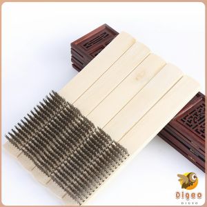 Digeo Wire Brushes Copper Plated Steel Brushes with Wood Handle 16 x 6 Lines Wire Scratch Brush