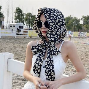 PRAYERF Retro Simple Travel Photograph Beach Shawl Turban Thin Scarves Solid Color Head Scarf Cap Bohemian Style Summer Scarf Hat Korean Style Scarves Female Wraps Sunscreen Scarf