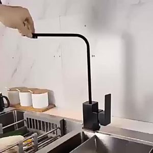 304 Stainless Steel Kitchen Faucet Sink Basin Square Universal Rotating Brushed Gold Hot and Cold Water Faucet