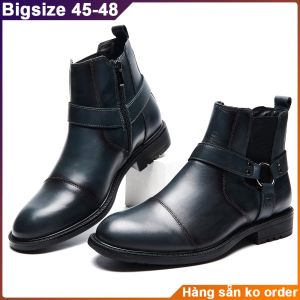 Giày da chelsea boots cổ cao big size cỡ lớn 45 46 47 48 cho nam chân to. Mens wide harness boots for fat feet.