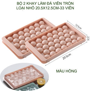 Combo bộ 2 khay làm đá viên tròn nhỏ kích thước 20.5x12.5cm 33 vị trí bằng nhựa PP