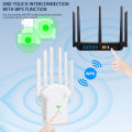 WIFI Repeater 300Mbps Wireless WiFi Signal Range Extender Penguat Sinyal Wifi Enam Antena Wifi Extender. 