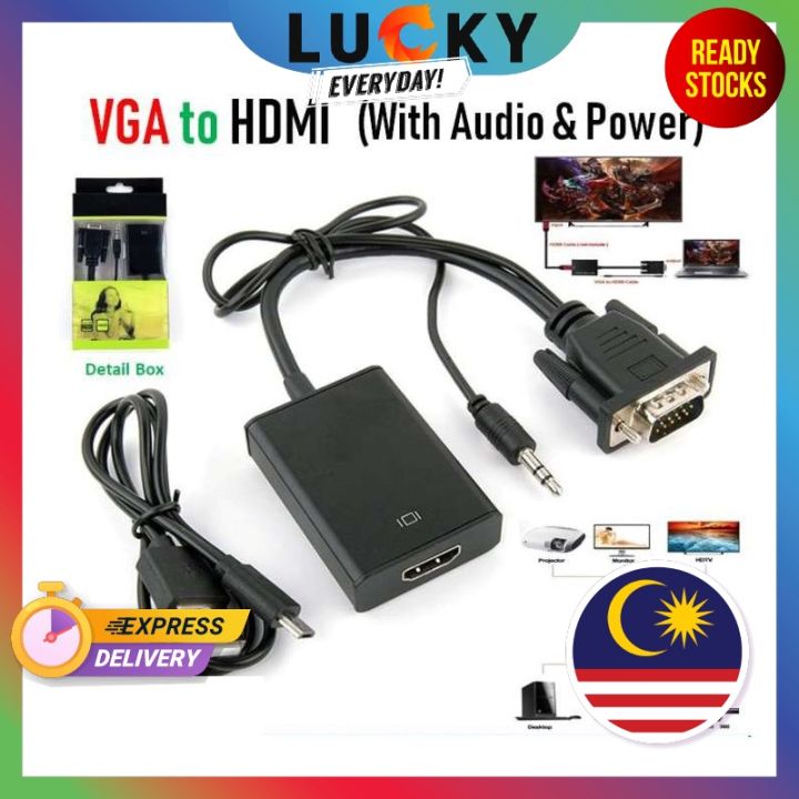 VGA Male to HDMI Female Video Converter Adapter 1080P with USB Power ...