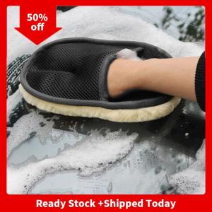 🔥🔥🔥pheebss dust household gloves coral fleece velvet car cleaning sponge wash gloves