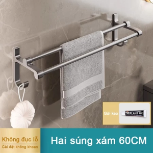 Giá Treo Khăn Nhà Tắm Nhôm Không Gian ERMO Không Cần Khoan (Chỉ dán keo) Tiện Lợi Chống Gỉ Chịu Lực Cực Tốt