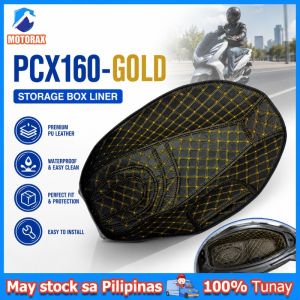 Motorcycle Under Seat Storage Liner Pad for Honda PCX160 ADV160 PU Leather Seat Bucket Inner Mat Anti Noise Shockproof Protective Cushion with Pocket Scooter Accessories