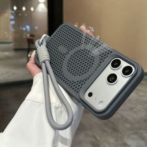 Heat Dissipation Case iPhone 11 12 13 14 15 16 Pro Max Magnetic Lanyard Case iPhone 17 16 15 14 13 12 11 Pro Max Shockproof Breathable Hard Cover
