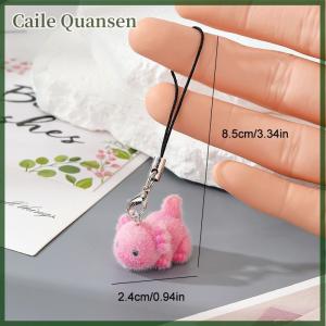 Caile Flocking Penguin Hippopotamus Animal Keychains Phone Lanyard Resin Cute Tiger Beaver Bear Rhinoceros Bag Earphone Case Pendant