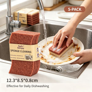 5pcs/pack Eco-friendly Kitchen Plant Fiber Scouring Pad S-shaped Plant-based Sponge Hemp Scourer