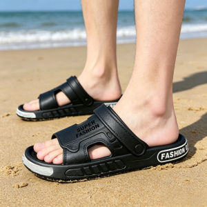 Mens 2026 New Trendy Black Sports Slippers Detachable Straps Thick Platform Non-Slip and Waterproof Ideal for the Gym Bathroom Daily Outings Beach Trips and Street Wear.