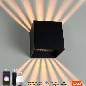 Wifi Tuya IP65โคมไฟติดผนังกลางแจ้ง LED อัจฉริยะกันน้ำไฟแอป RGB หรี่แสงระเบียงในสวนไฟติดผนังภายนอกใช้งานได้กับ Alexa Google