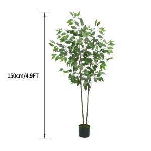 Realistic Ficus Artificial Tree with Silk Leaves for Indoor/Outdoor - Living Room Office Lobby & Bedroom Decor