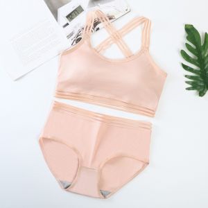Ninabobo BR026 Bra Set BH + KOLOR Pakaian Dalam Wanita Bahan Lembut Model Tali Silang Dengan Busa Tanpa Kawat
