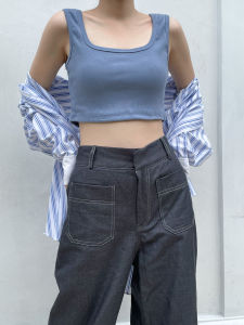 Lotus Clothing Cersei Tanktop Korean Ribbed Knit Square Crop Top Summer Casual Atasan Basic Wanita