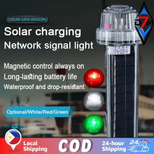 Red+Green+white Sea light solar signal ring for sea fishing signal signal signaling sea light to locate the sea ligh Waterproof Net Mark Position Flashing Marine Signal Light Flash Boat Light Warning Floating Light