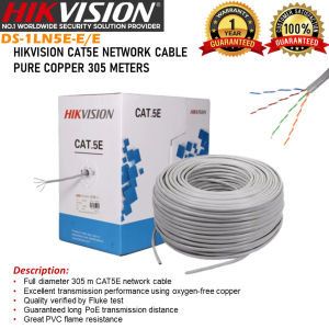 Hikvision CAT5E UTP Network Cable DS-1LN5E-E/E 305M（0.45mm）For IP Camera High-purity oxygen-free Copper Conductor Network Cable