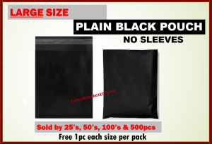 LARGE PLAIN BLACK Packaging Pouch NO SLEEVES  Set of 50 100 & 500pcs Courier Black Pouch (11x17.7in)