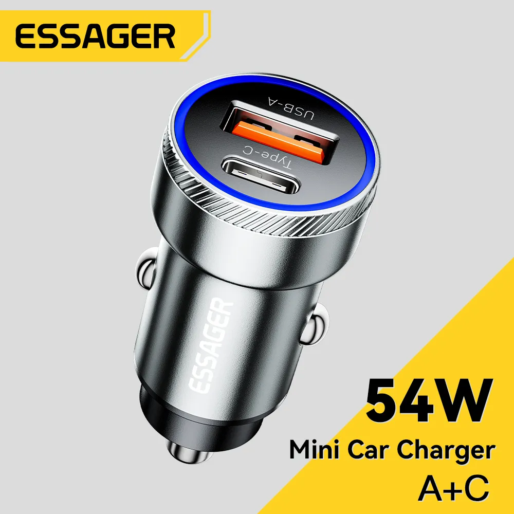 Essager 54W USB Car Charger 5A Fast Charge 3.0 QC PD 3.0 SCP AFC 30W USB Type C Quick Charging For iPhone Huawei Samsung Xiaomi