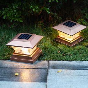 Vimite Led đèn trụ cổng đèn năng lượng mặt trời Đèn trụ bằng năng lượng mặt trời ngoài trời chống nước Đèn chiếu trước lan can đèn trang trí ngoài trời for Garden Home Yard Warm White