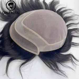 Front lace mono 100% Human Hair Density 110% Man Toupee Natural Looking Straight  Wig Remy Human Natural Hair Men Toupee Invisible