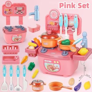 Pretend Play Kitchen Water Sink Toys Cooking Set Toys Simulation Kitchenware