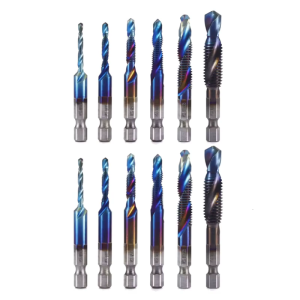 6 mảnh Hex Shanks Metric mũi khoan lỗ ren Bộ dụng cụ kìm titaniums tráng HSS cho cái khoan tay và băng ghế khoan