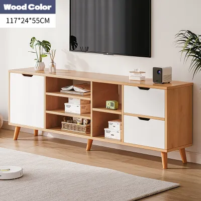 STON TV Cabinet With Drawers With Storage Rack Modern Kabinet Living Room Nordic Style TV Console White/Brown/Wood 电视柜带抽屉