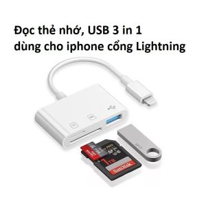 Cáp Chuyển Đổi ai_phôn Lightning 3in1 đọc thẻ nhớ USB dành Cho ai_phôn IOS 13