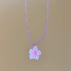 DOWNA Bohemian Flower Pendant Necklaces Colorful Adjustable Flowers Charms Jewelry Fashion Beads Choker Necklace Women