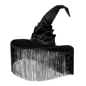Q-1151 STORE Pointed Halloween Witch Hat Spider Bat Black Wizard Hat Classic Gauze Tassel Cosplay Witch Hat Halloween Party