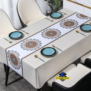Modern Floral Satin Tablecloth Rectangle Rectangle Oil-Proof Waterproof Kitchen Dining Table Cover