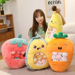 8 Pcs Sumikko Cute Cartoon Plushie Bag Stuffed Toy Pillow Pudding Soft Mini Animal Balls Doll Avocado Fruit Banana Strawberry Bag for Children Birthday Gift