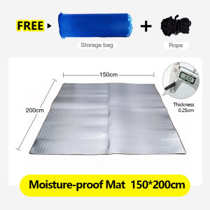 200cm Outdoor Camping Picnic Mat Moisture-proof Mat Waterproof Portable Aluminum Foil Picnic Mat Camping Tent Ground Sheet Moisture-Proof Beach Hiking Travel Blanket for Family