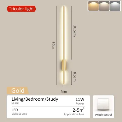 Nordic Style Tricolor Wall Light Moder Led Strip Wall Lamps for Living Room Lamp Bedroom Lights