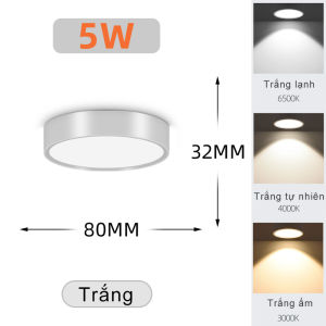 CHENBEN Đèn Led Downlight Âm Trần Đèn Led Điểm Ba Màu Đèn Chiếu Điểm Đổi Ba Màu Đèn Pin 5W/10W/15W/25W Đèn Ốp Trần Tròn Bằng Điện Trang Cho Gia đình Phòng Khách Phòng Ngủ đẹp Cho siêu Thị