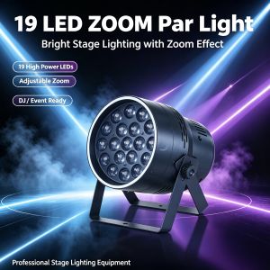 19×12W RGBW LED Zoom Focus Par Light DMX512 RDM Sound Activated Auto Master-Slave Stage Lighting for Club Bar Party Event