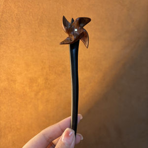 2524 Ancient Style Childlike Windmill Simple Bun Hair Accessory Retro Creative Ebony Hairpin