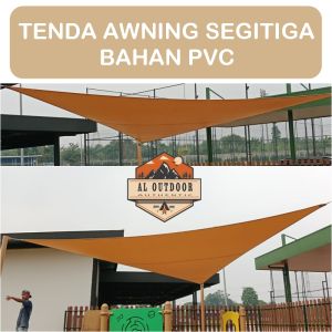 Tenda Membrane Segitiga Awning Taman Camping Outdoor Bahan PVC 410 GSM Ukuran Custom Per meter persegi
