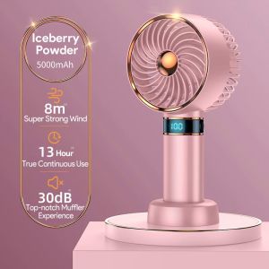 2024 New Data Display Hand Fan Handheld Mini Fan USB 5000mAh Rechargeable Mini Portable Small Pocket Fan