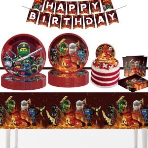 ใหม่การค้าต่างประเทศเลโก้นินจาการค้าต่างประเทศพรรคซัพพลายจานกระดาษถ้วยกระดาษผ้าขนหนูแบนเนอร์รางปลั๊กไฟตกแต่งจัดบอลลูน