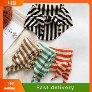 HB Women Autumn Winter Scarf Shawl Winter Warm Soft Knitted Striped Triangle Scarf Fashion Lady Scarves Headscarf Holiday Gifts