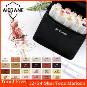 AICRANE 12/24 Skin Color Twin Tip Pen Marker Set Dual Head Oily Alcoholic Sketch Markers Brush Pen For Draw Manga Animation Design Art Supplies