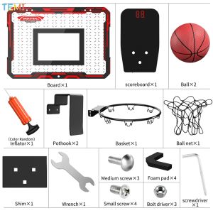 TEMI Basketball Hoop Kids Sports Toys for Boys Girls 3+ Years Old Wall Type Foldable Basketball Hoop Throw Outdoor Indoor Games with 2 Balls